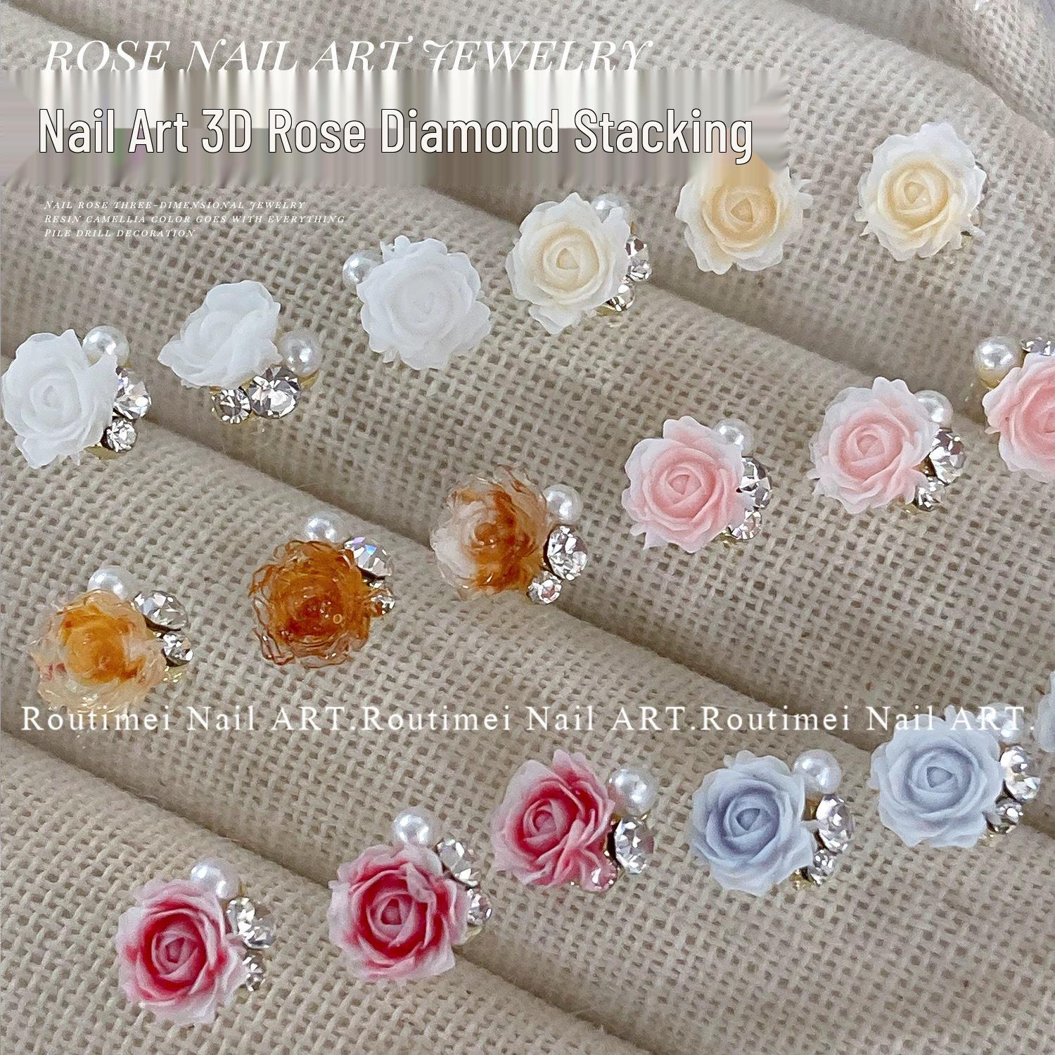 

Trendy Nail Art Camellia Crystal Rose & Pearl Diamond Decorations