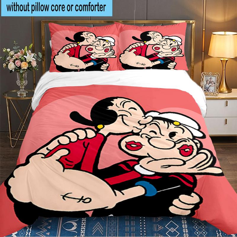 Po-peye And Olive In Action 3PCS Bedding set,Ideal for 1pc Duvet Cover And 2pcs Pillowcases Perfect for Fan gift,Ideal for Bedroom, Dormitory