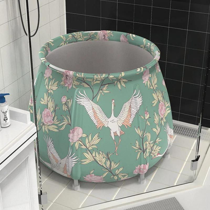 Przenośna Składana Wanna dla Dorosłych - Pogrubiana Wanna z Hydromasażem na Całe Ciało do Kąpieli Domowej i Sauny