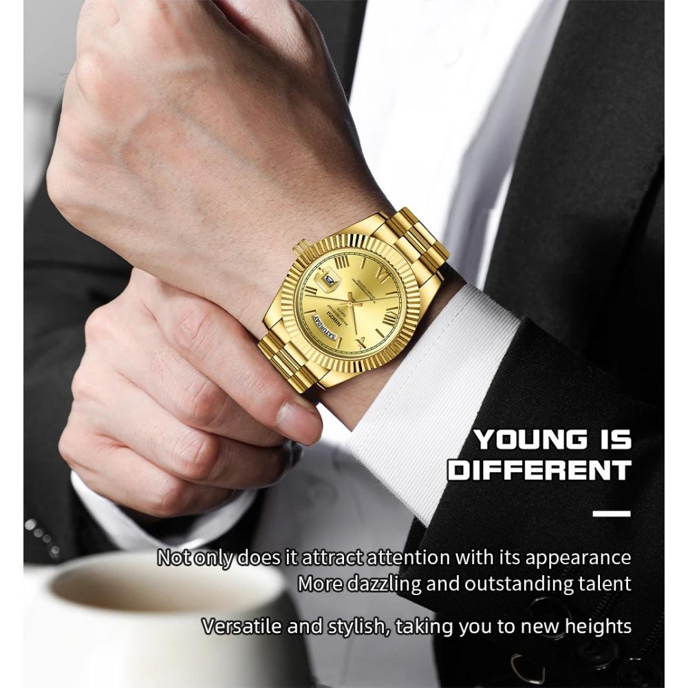 Luxus Edelstahl Quarzuhren für Herren Luxus Datumsanzeige Leuchtend Mode Herrenuhr