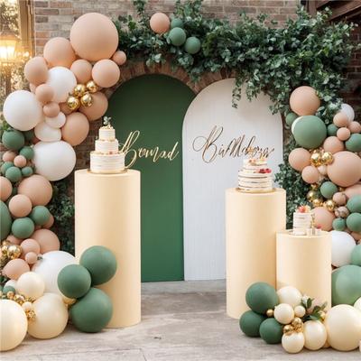 3 Stuks/Set Cilinder Sokkel Standaard Hoes Polyester Cilinder Standaard Hoes Effen Kleur Stoffen Hoes voor Feest Sokkel Standaard Verjaardag Bruiloft Decor