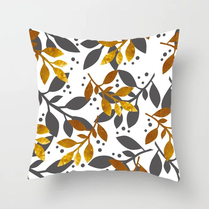 Коричневый Простой Цветочный Лист Узор Декоративная Наволочка Гостиная Спальня Квадратная Подушка Наволочка 40x40cm