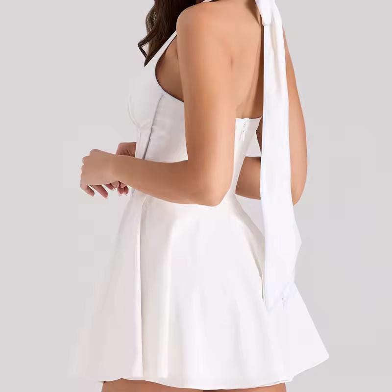 Sexy Simple Halter Mini Low Waist A-line Halter Dress