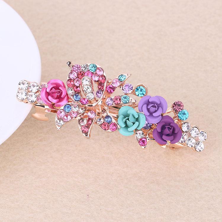Rose Rhinestone Hairpin - Korean Style Hair Accessory for Women