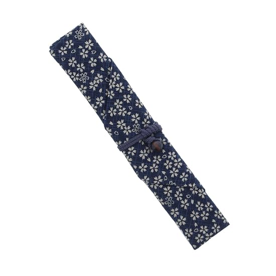 ISHIDA Chopstick Case, Washable, Cherry Blossom Pattern, Includes Inner Bag, Navy, Body Size: 31.0×2