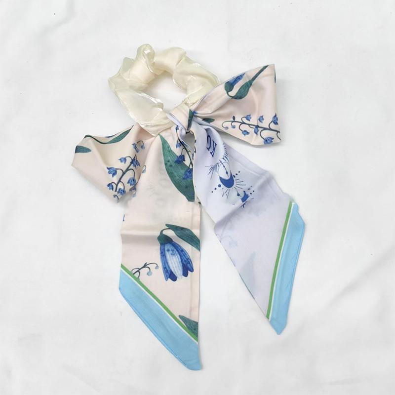 Printed Bow Hair Rope Elegant Ribbon Ponytail Hair Band For Women Sweet Rubber Band Hair Ring Fashion Headdress Hair Accessories