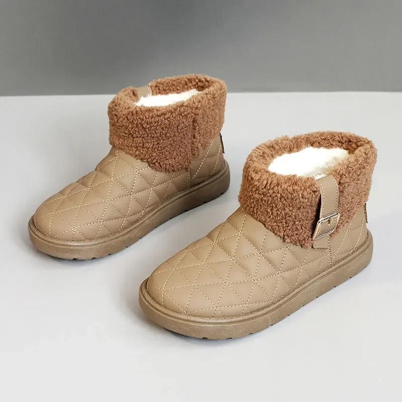 

Women s Winter Ankle Boots Sweet Comfortate Flats Turned-over Edge Lovely Cotton Shoes New Winter Warm Plush Snow Boots 40