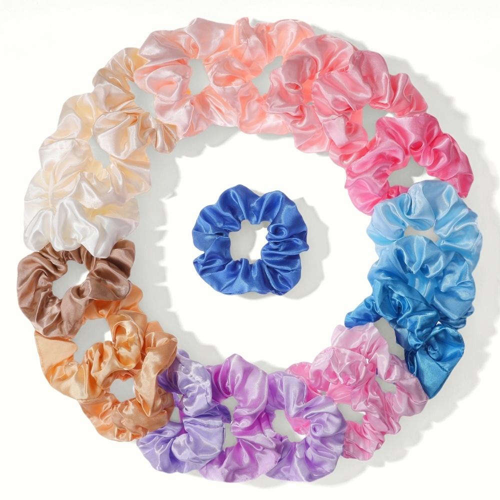 25/10//6 Stück Satin Scrunchies Mädchen Elastisches Haarband Pferdeschwanzhalter Haargummis Mode Damen Accessoires Uni Scrunchy