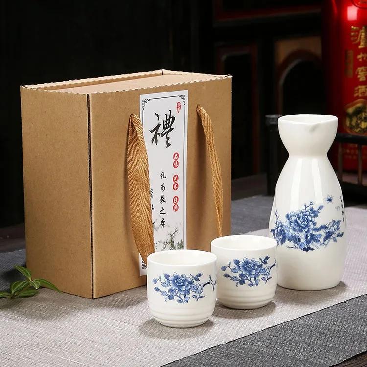 3pcs/set Japan Porcelain Vintage Ceramic Pot Flagon Liquor Spirits Cups Kitchen Dining Bar Drinkware Japanese Sake Wine Sets
