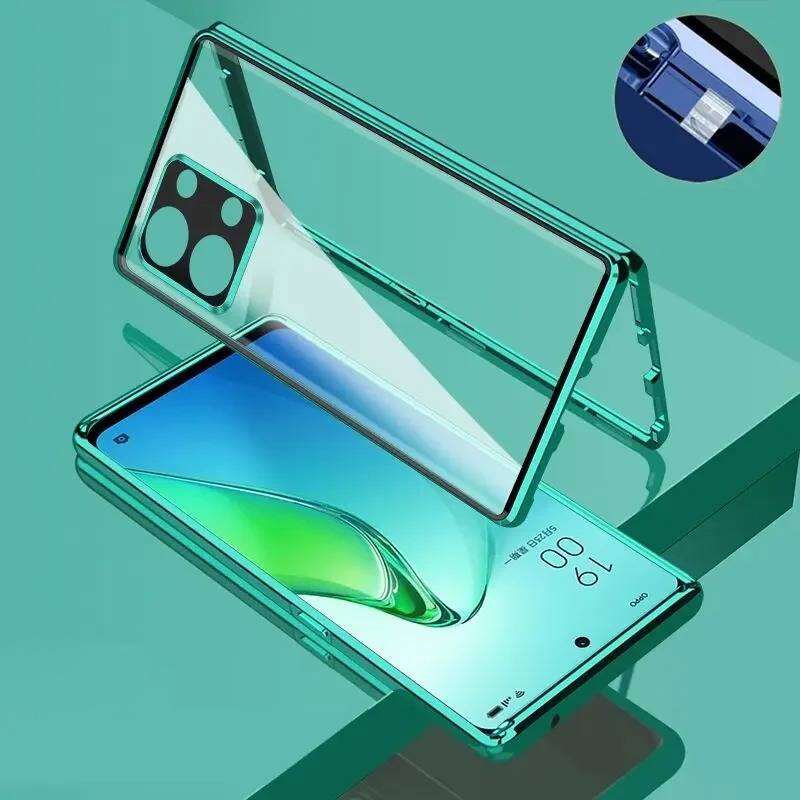 Magnetic Case for Xiaomi Redmi Note 15 14 13 Pro Pro+ 5G with Metal Frame Double Sided Tempered-Glass Full Lens Protection Cover Phone Bumpers