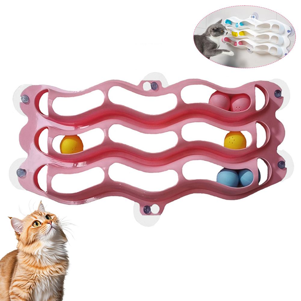 

Pet Three-Tier Cat Suction Cup Window Sill Track Toy Ball Cat Exercise Brain-Teasing Toy Wall-Mounted Self-Entertaining Toy