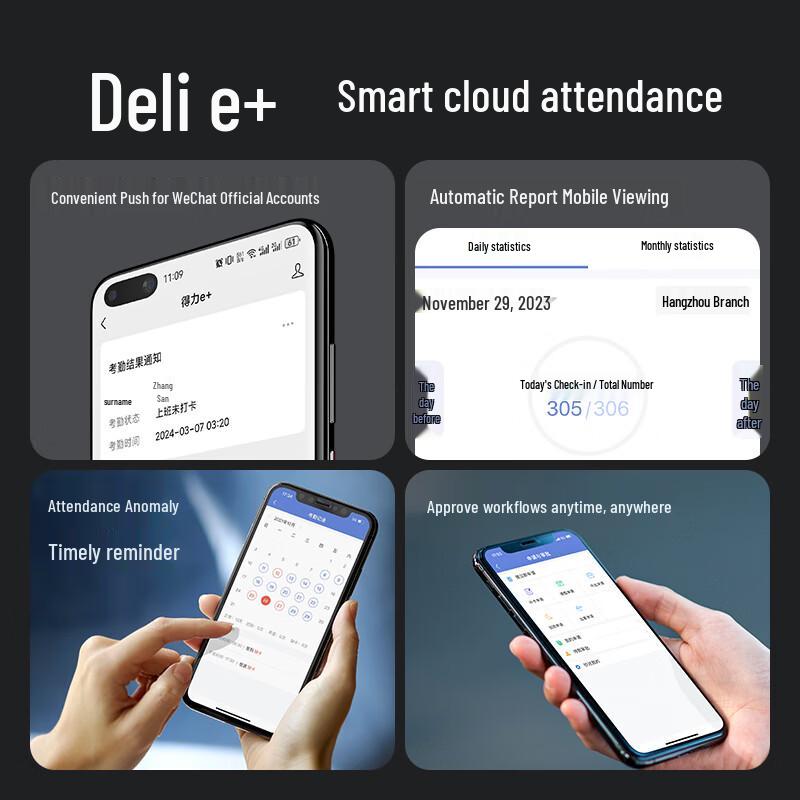 Deli Smart Facial Recognition Cloud Attendance Machine CN plug (adapter included)