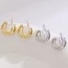 Thick Smooth Open Huggie Hoop Earrings Gold Tone Minimalist Everyday Fashion Earrings for Women