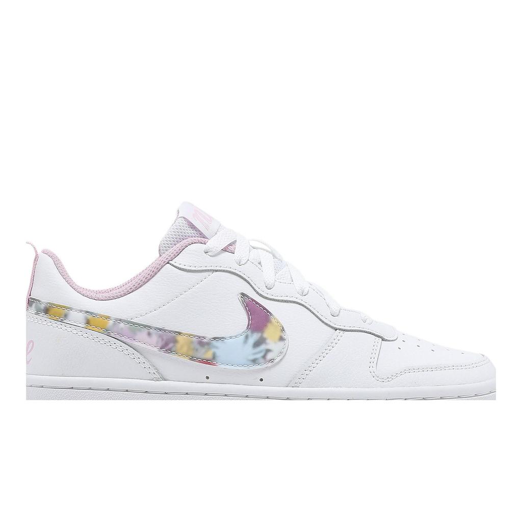 Nike Court Borough Low 2 SE Grade School 'Floral Swoosh' (Unisex) White / Light Arctic Pink / Multi-Color Kids' Skateboarding Shoes CK5426 100