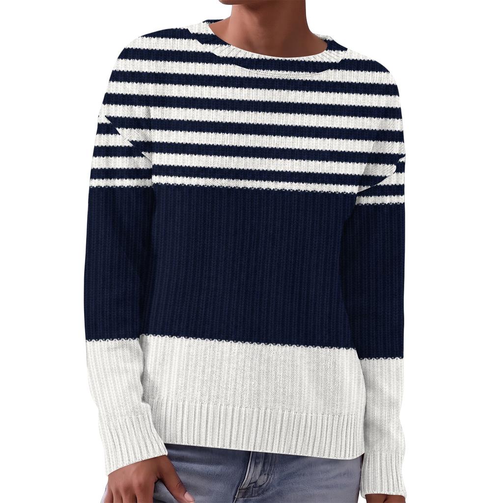 Women's Long Sleeve Crewneck Sweater, Soft Printed Pullover for Fall Winter