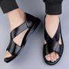 Sommer Herren Qualität Echtes Leder Sandalen Schwarz Rutschfest Atmungsaktiv Freizeit Schuhe Bequem Business Flache Sohle Sandalen