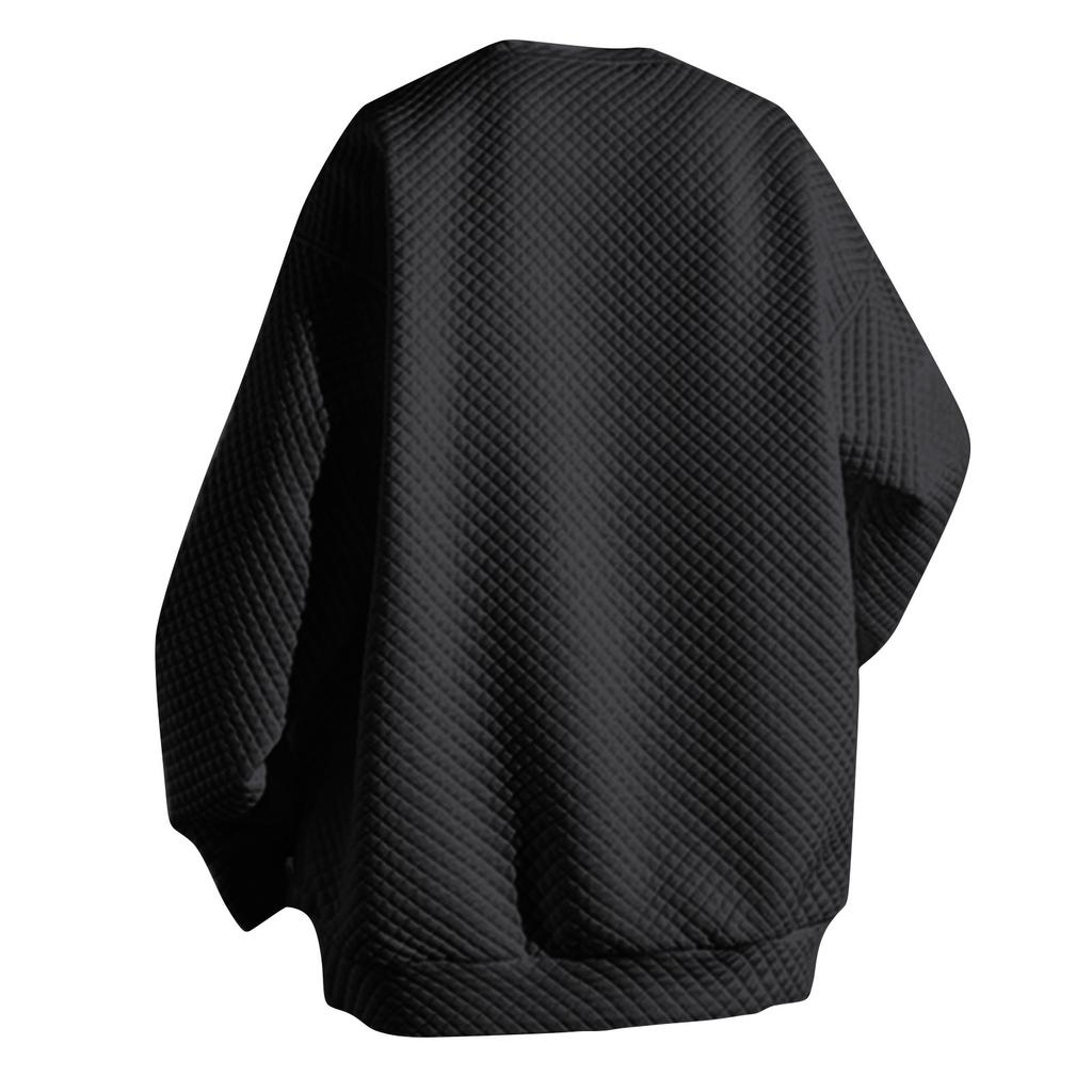 Men's Solid Color Small Square Round Neck Long Sleeve Top Men's Casual Fashion Top