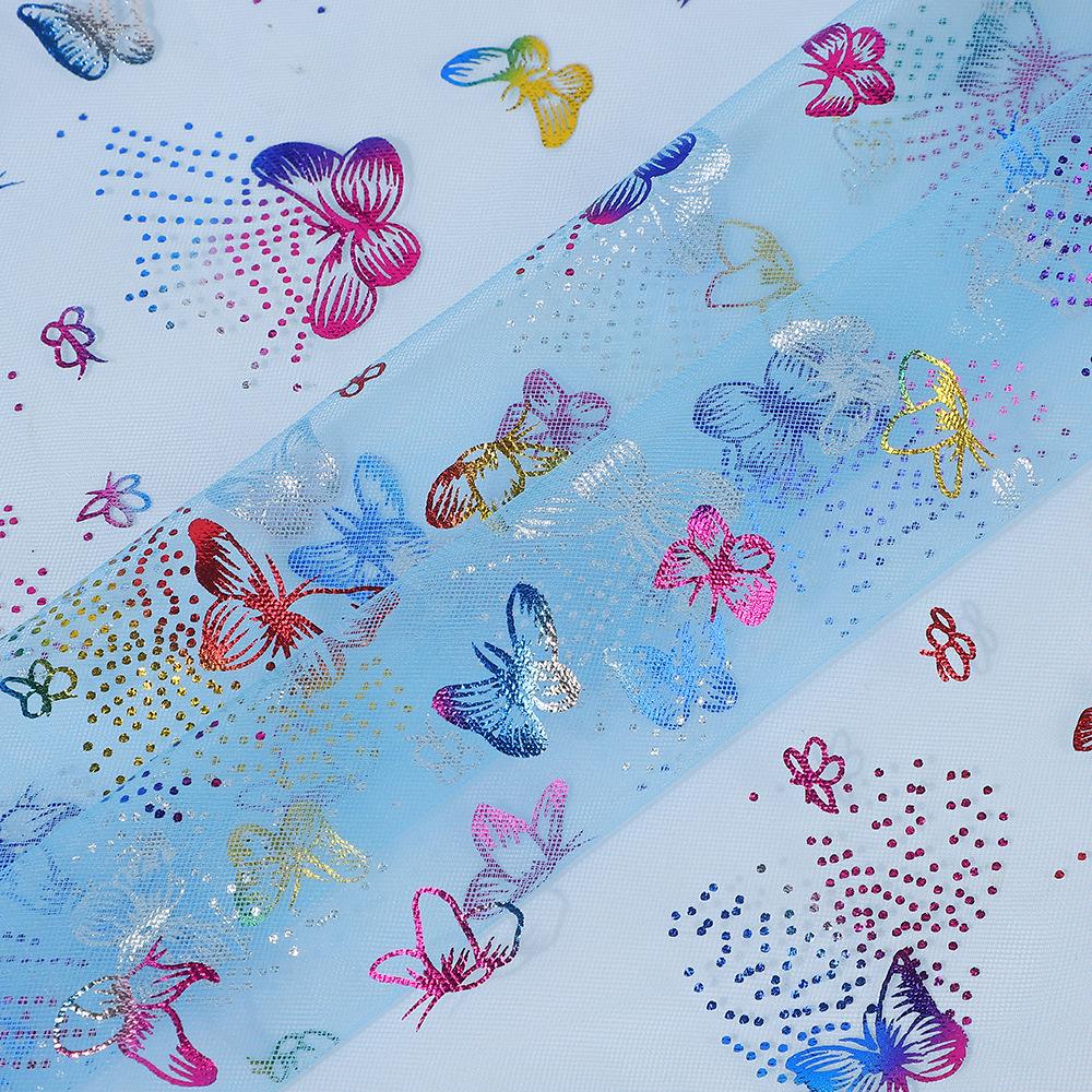Seven-Color Hot Stamping Butterfly Mesh Fabric for Wedding Dresses, Evening Gowns, DIY Crafts, Women's and Children's Apparel Accessories