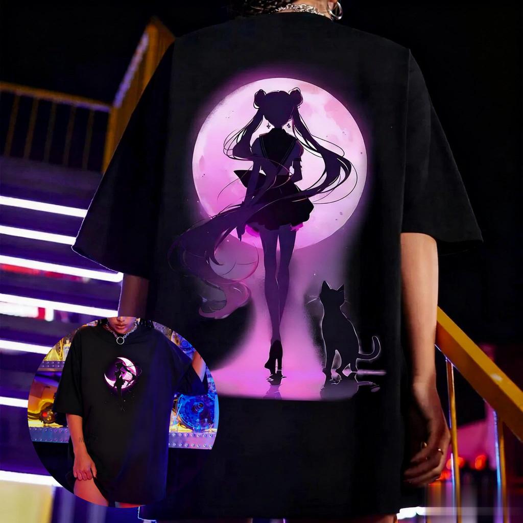 Anime Short Sleeve T-shirt Men Women Summer Casual Cotton Streetwear Oversized Anime Print Graphic Tee