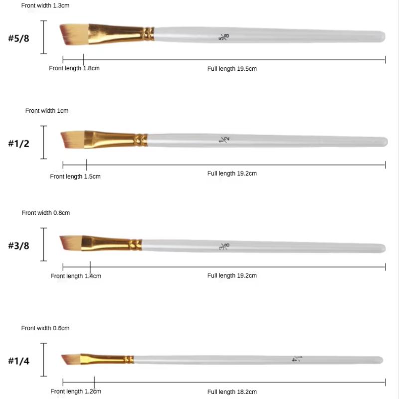 JOWOART 5 bucăți set student stâlp din lemn scurt perie de vopsea cu cap oblic guașă albă pictură pe apă bicolor nailon par pix acrilic pentru vopsea în ulei