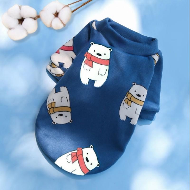 Pet Dog Hoodie Sweater French Bulldog Cat Winter Two-Legged Warm Clothing With Animal Print