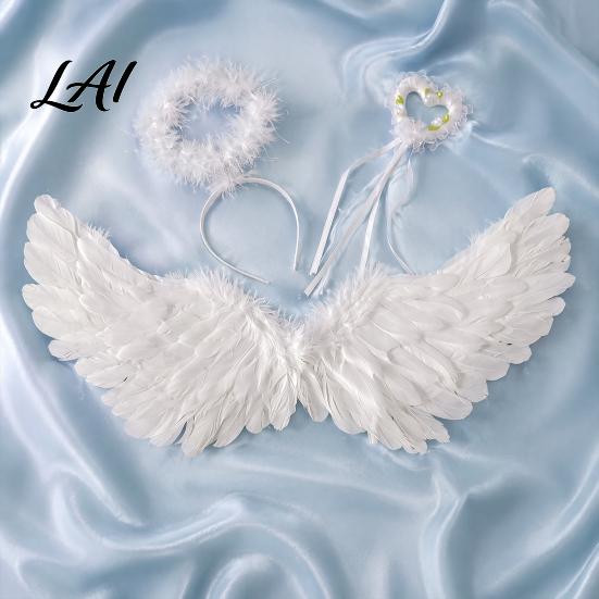 Swan Costume Accessories Angel Wings Feather for Kids Adults Lightweight Fairy Photo Shoot with Elastic Straps Christmas Halloween Party And