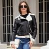 Womens Faux Suede Leather Jacket With Fur Collar Fall Winter Warm Outerwear Long Sleeve Zipper Coat