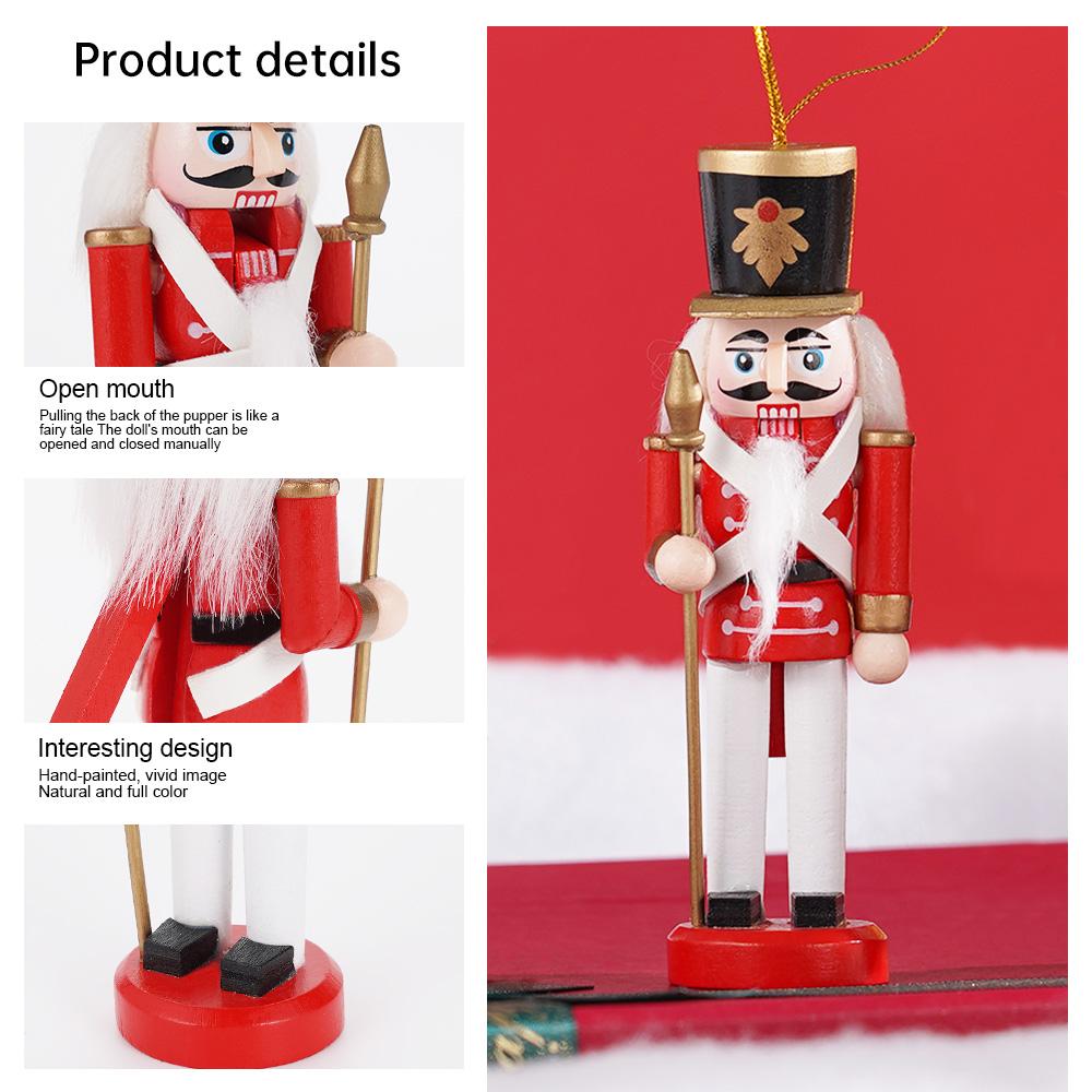 5Pcs/set 12CM Wooden Nutcracker Doll Soldier Guard Pendant Hanging Decoration Handcraft Puppet New Year Christmas Ornaments