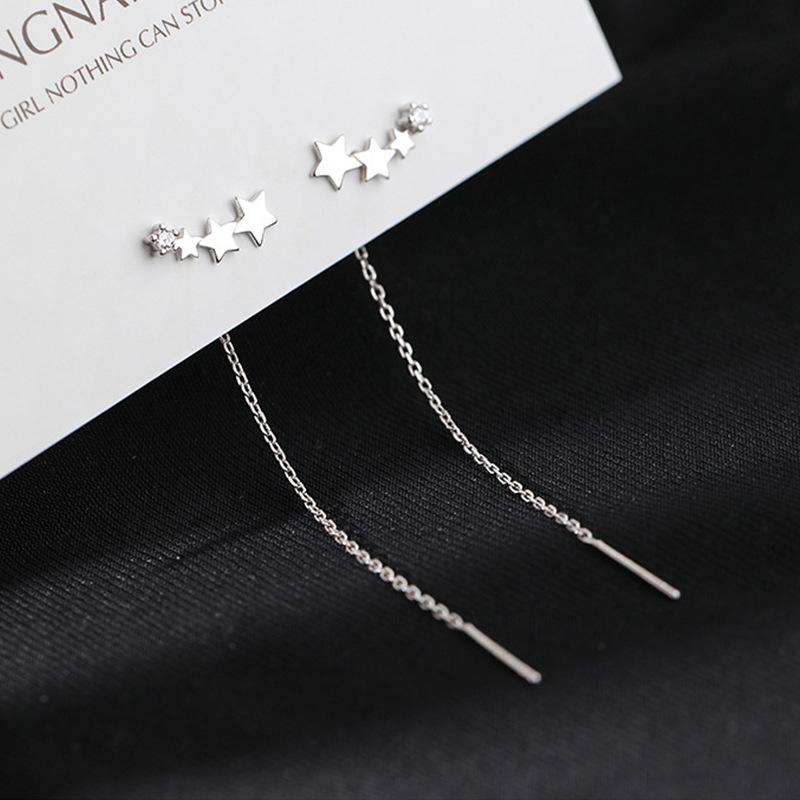 Fashion Silver Color Tassel Drop Earrings For Women Long Dangle Earring Piercing Line Accessories Thin Mini Trendy Ear Jewelry