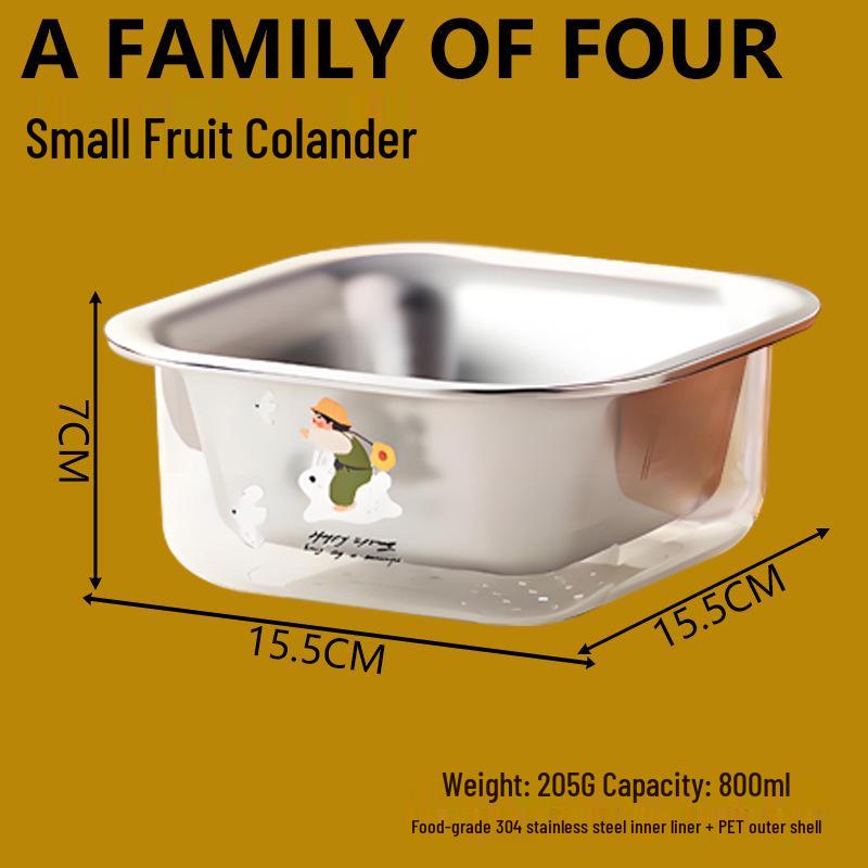 Multi-Functional Double-Layer Transparent Kitchen Basket for Washing and Draining Fruits & Vegetables