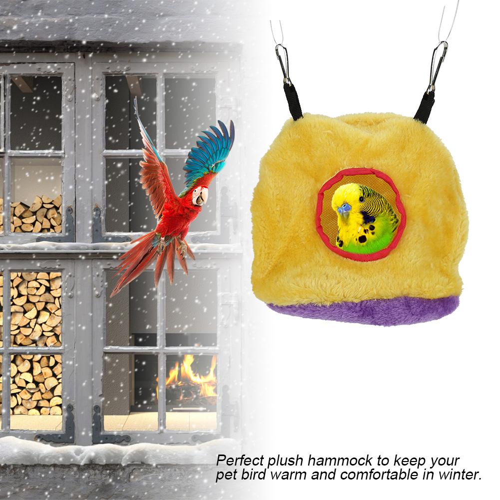 Windproof Warm Plush Hammock ing Swing Bed Cave for Pet Bird Yellow S
