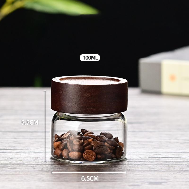 

1pcs Vintage Glass Jar with Natural Acacia Wood Airtight Lid for Coffee Bean Tea Sugar Snacks Kitchen Storage