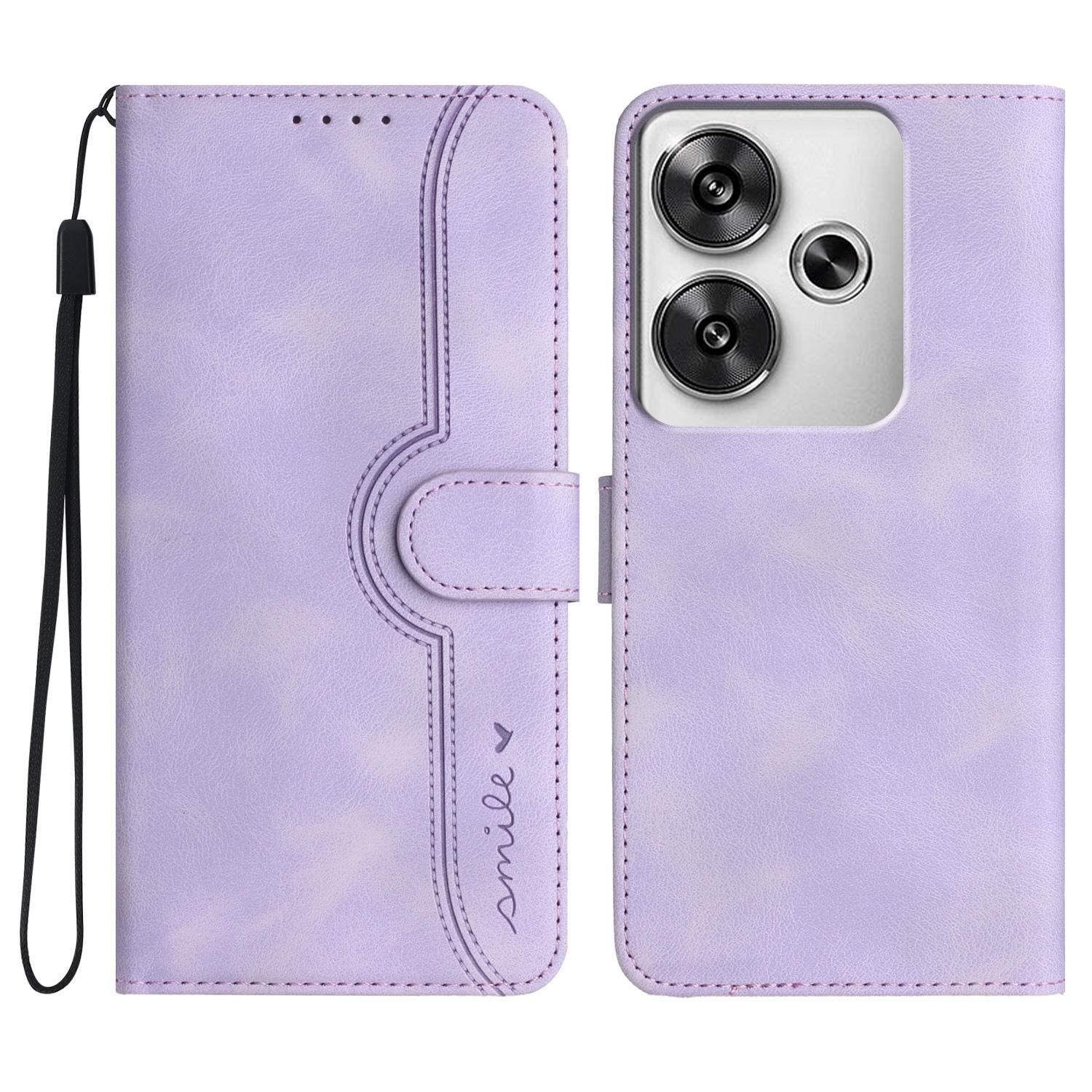 

YX0030 For Xiaomi Redmi Turbo 3 5G/Poco F6 5G Case Smile Letter Phone Leather Cover Light Purple