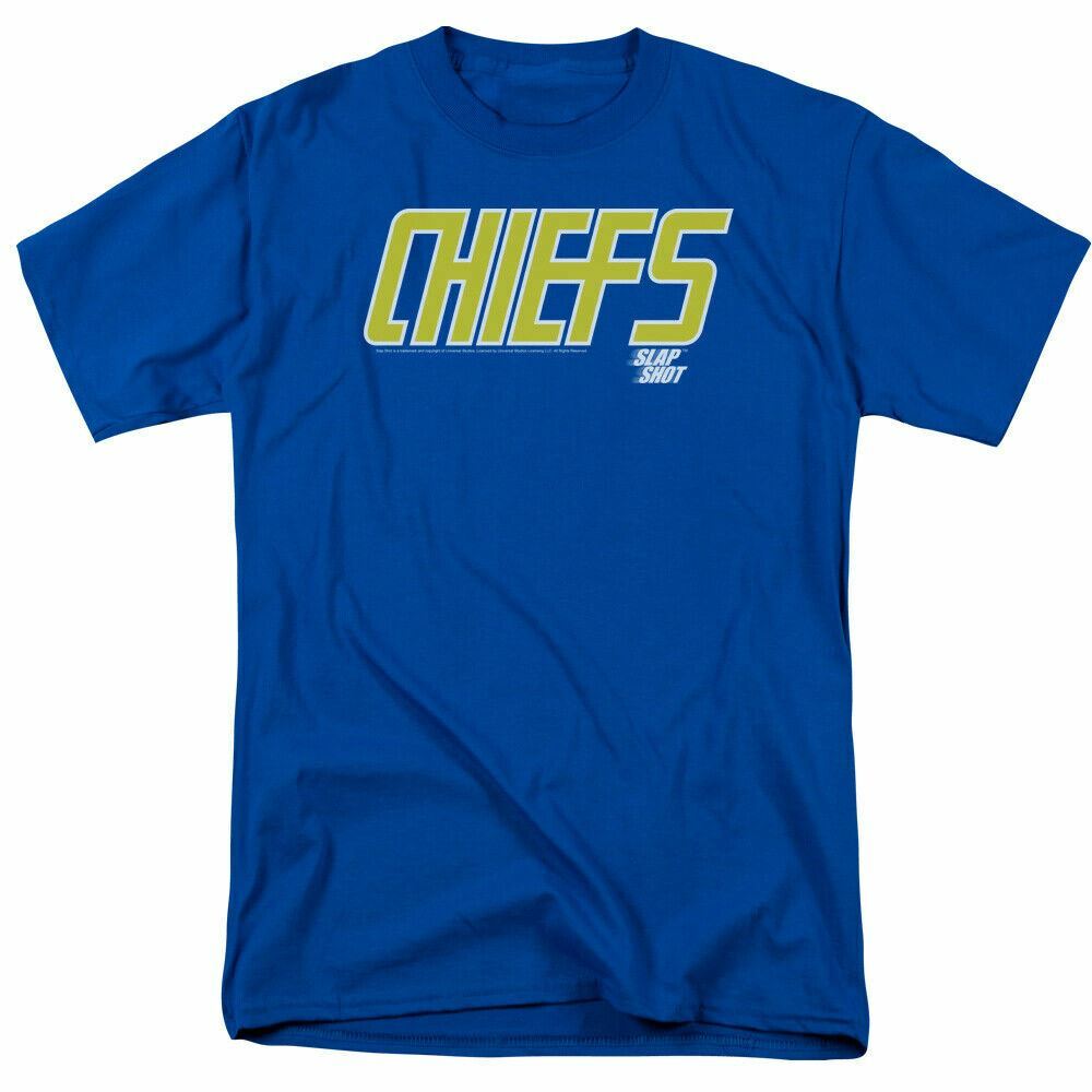 Slap Shot Chiefs Logo T Shirt Mens Licensed Movie Tee Reggie Joe Royal Blue Unisex T-Shirt XXXL