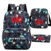 3 Piece School Backpack Set for Students Large Capacity Oxford Cloth Schoolbag with Shoulder Strap and Pencil Case
