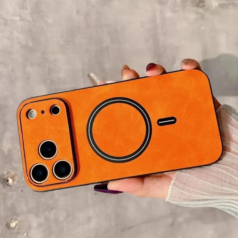 Luxury Wireless Charging Magnetic Cortex Leather Phone Case For iPhone 17 16 14 13 12 15 17 Pro Max Air Shockproof Bumper Cover