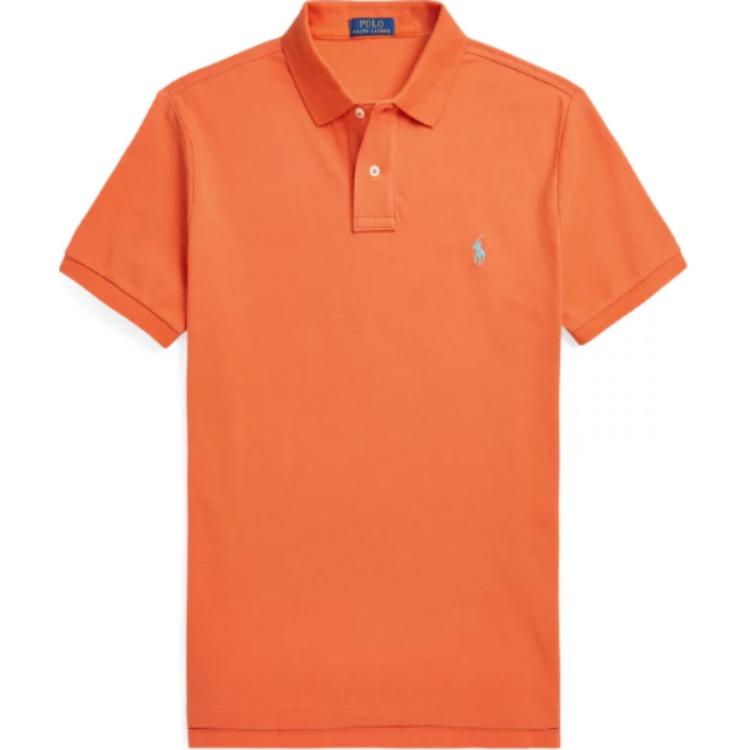 Polo Ralph Lauren Однотонное поло с вышивкой логотипа Воротник поло Короткий рукав Футболка поло Мужские топы Оранжевый 710680784-408 M