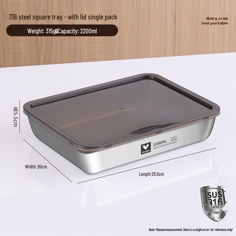 Food-Grade Stainless Steel Storage Box with Lid - Square/Rectangular Freezer Tray