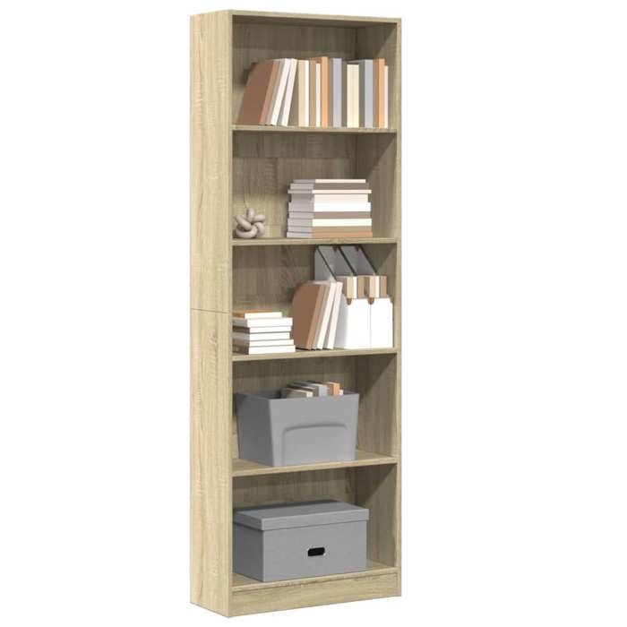 VidaXL Bookcase Sonoma Oak 60x24x176 Cm Engineered Wood, Bookshelf, Book Holder, Book Support, Cabinet 857823