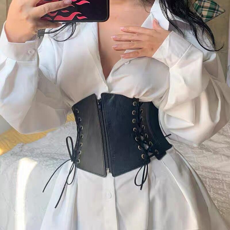 European and American Foreign Punk Style Retro Elastic Super Wide Waist Seal Women's Decorative Shirt Dress Coat Waist Belt Women