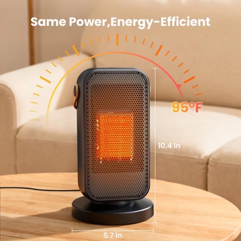 Space Heater, Quiet & Safe Portable Electric Heater for Indoor Use