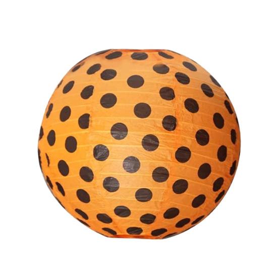 Halloween Lantern 12 Inch Paper Round Lantern Hanging Polka Dot Pumpkin Print Lantern Decoration for Party Supplies Photography Props