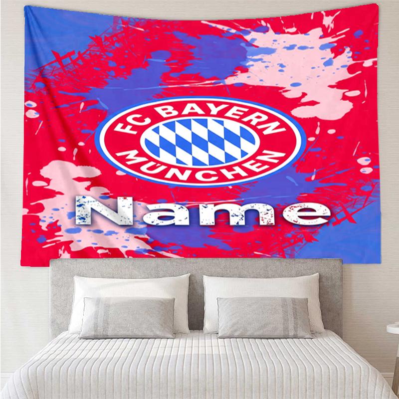 Custom Name Bayern Munich Print Tapestry, Backdrop, Easy Setup, Ideal for Bedroom, Office & Living Room, with Aesthetic Wall Hanging Decor.