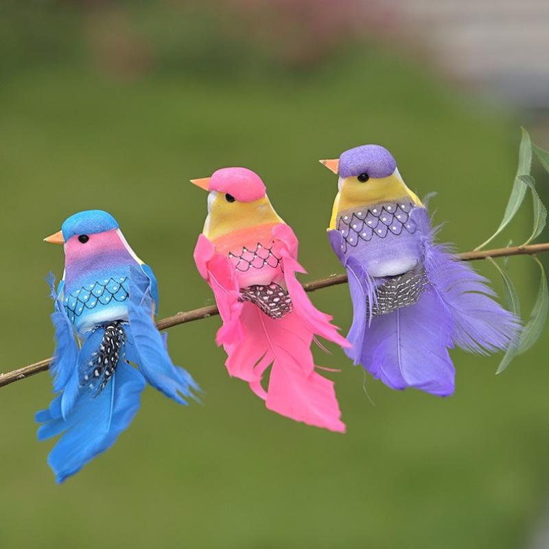 6Pcs Simulation Feather Birds Models Fake Foam Artificial Birds Diy Wedding Home Garden Ornament Decoration Tree Decor