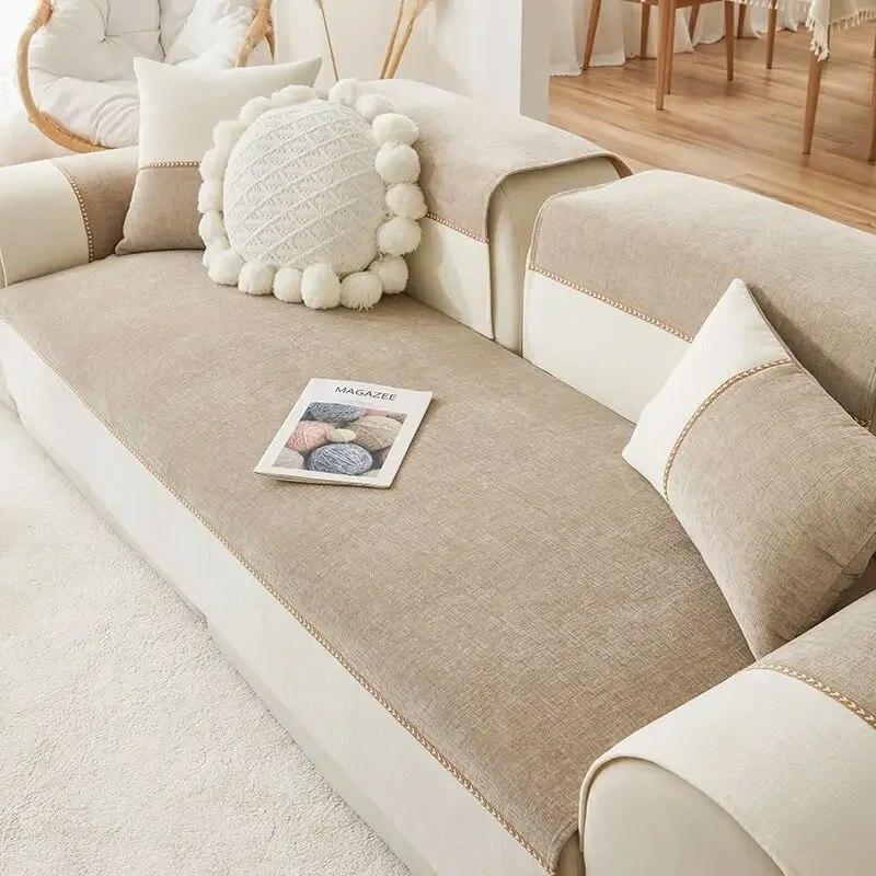 Chenille Fabric Sofa Cushion Soft Seat Linen Anti-Slip Sofa Back Cover Embroidery Sofa Cushion Universa LLiving Room  Home Decor