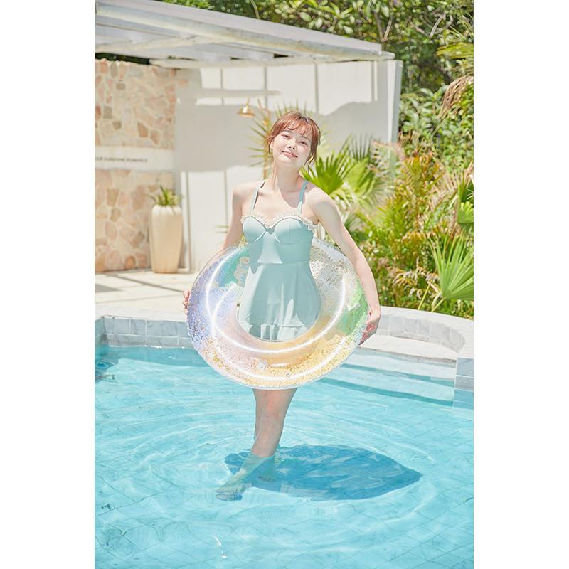 Adult Children Swim Ring Thickened Water Toy With Sequin Ink Pattern Painting