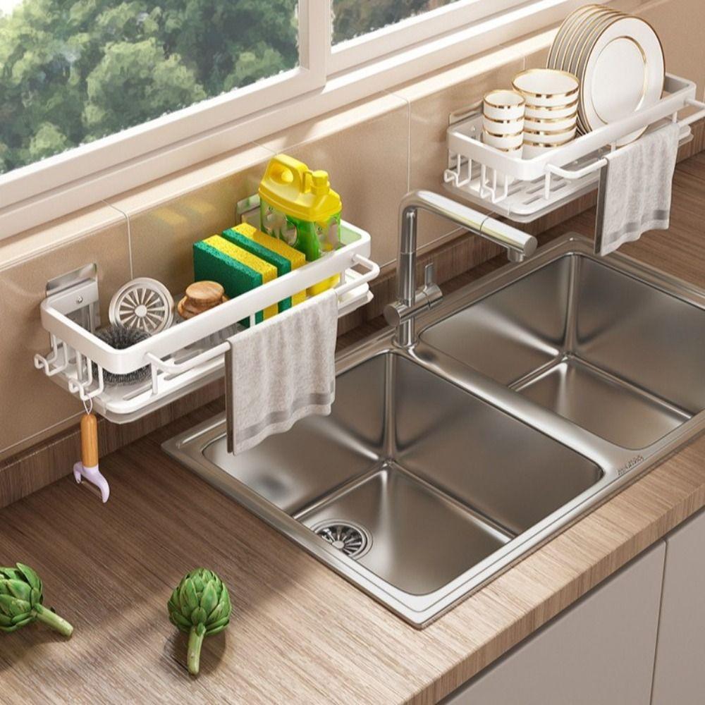 Aluminum Dishware Drain Rack Dustproof Wall Mounted Rack Storage Organizer Household Organization