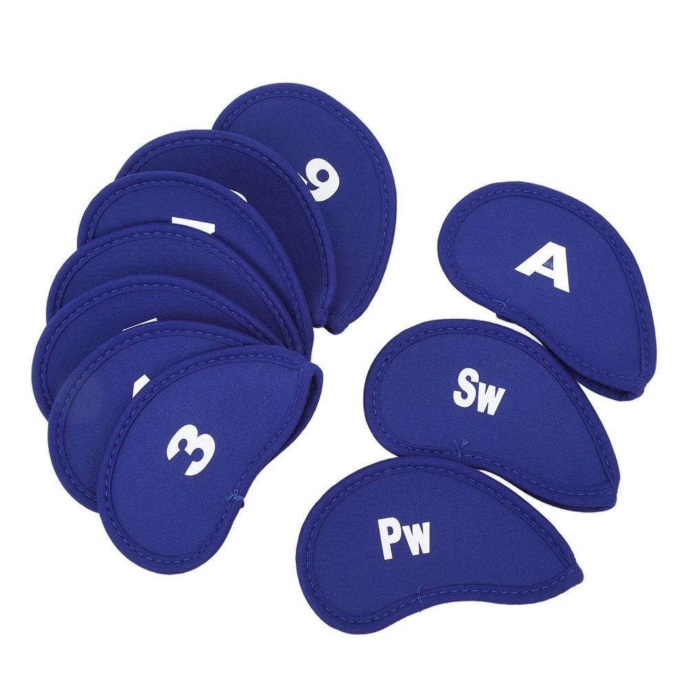 10pcs EVA Surface Golf Iron Head Covers Durable Fabric Head Protect Cover  Fits Most Iron Clubs