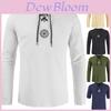 Stylish Medieval Men's Long Sleeve Lace Up Solid Color Retro Cosplay Costume T-shirt