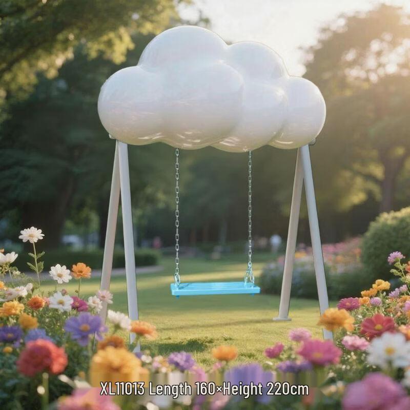 Fiberglass Rainbow Cloud Swing Sculpture
